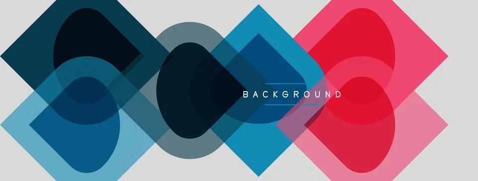 Abstract geometric shapes overlap, creating layered visual effect. Blue, pink イラスト素材