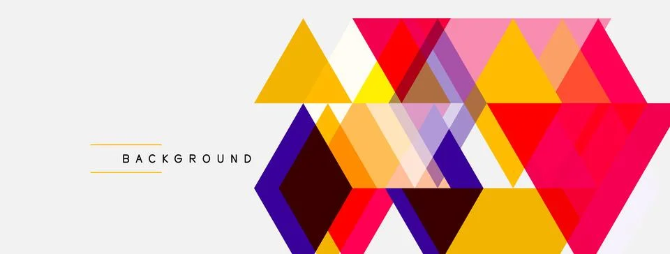 Abstract geometric shapes overlap, creating vibrant colorful design. Backgrou Stock Illustration
