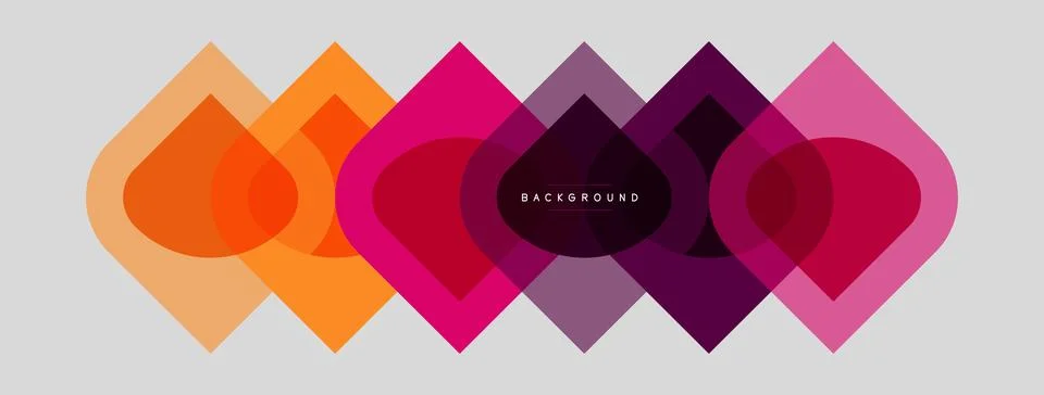 Abstract geometric shapes overlap, creating vibrant color gradients. Design イラスト素材