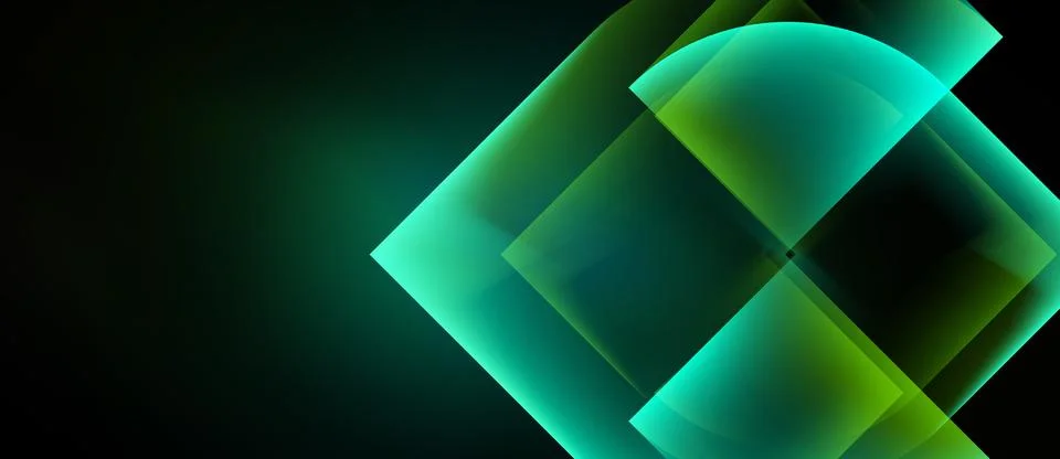 Abstract geometric shapes overlap, creating luminous gradients. Teal, yellow イラスト素材