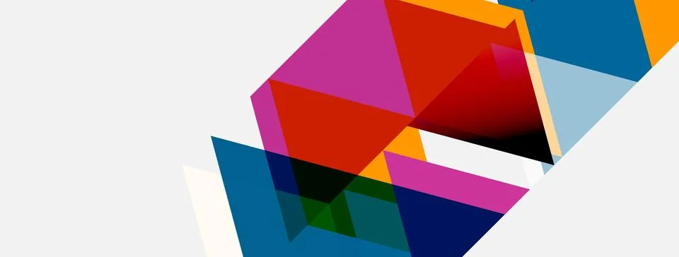 Abstract geometric shapes overlap, creating vibrant color blocks. Composition Stock Illustration