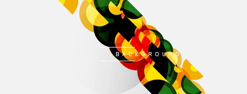 Abstract geometric shapes overlap, creating dynamic composition. Yellow, gree Ilustração Stock