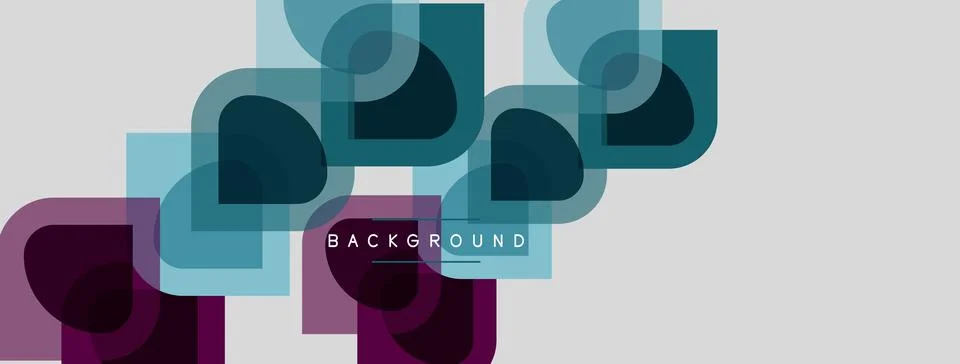 Abstract geometric shapes overlap, creating layered visual effect. Colors Stock Illustration