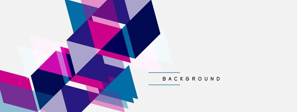 Abstract geometric shapes overlap, creating vibrant color blocks. White space Stock Illustration