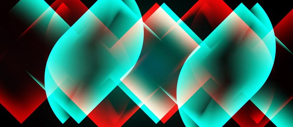 Abstract geometric shapes overlap, creating vibrant red, teal gradients. 스톡 일러스트