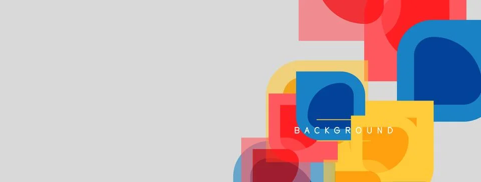 Abstract geometric shapes overlap, creating vibrant color blocks. Minimalist Stock Illustration