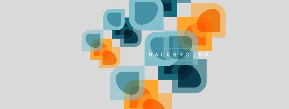 Abstract geometric shapes overlap, creating colorful background. Soft hues Illustrazione stock