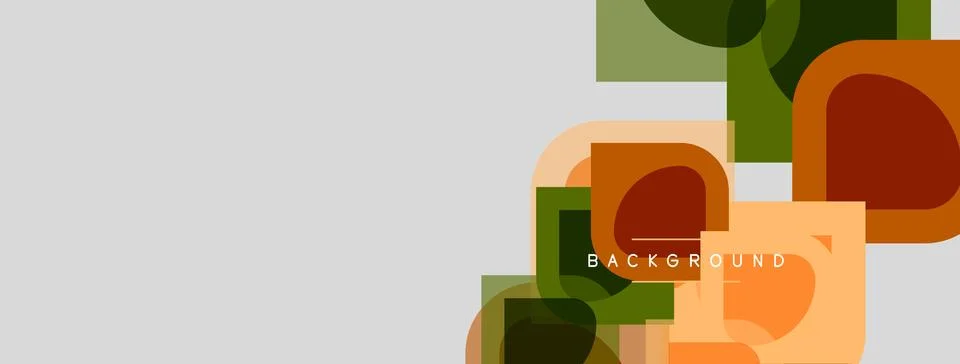 Abstract geometric shapes overlap, creating modern design. Colors include o.. Illustrazione stock