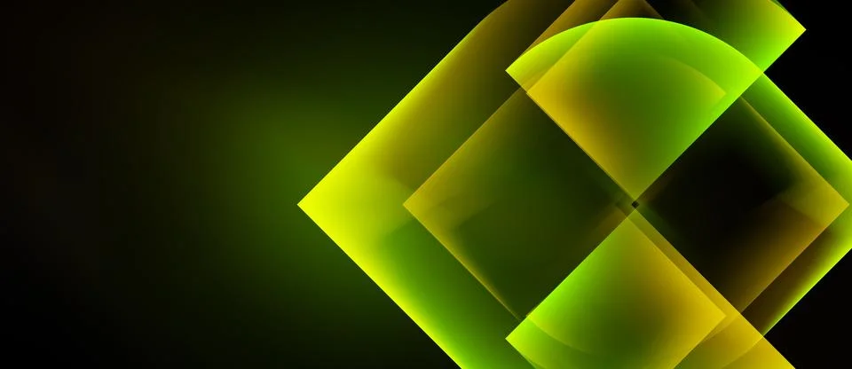 Abstract geometric shapes overlap, creating luminous green, yellow glow again Stock Illustration