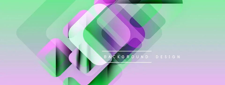 Abstract geometric shapes overlap. Gradient colors blend from purple to green. 스톡 일러스트