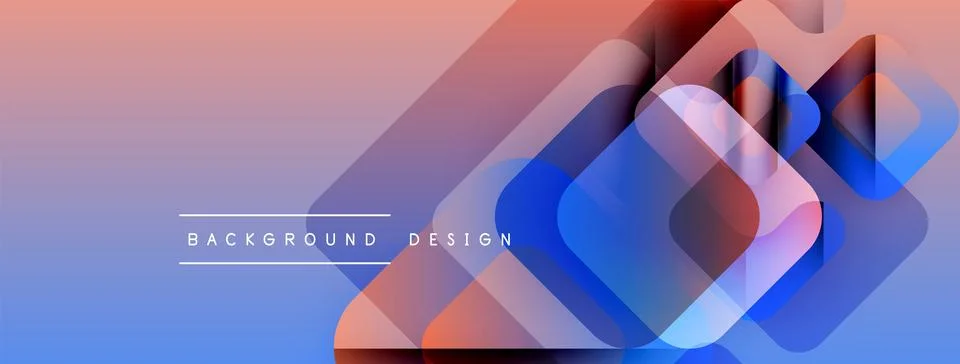 Abstract geometric shapes overlap. Gradient background transitions from blue to 库存插图