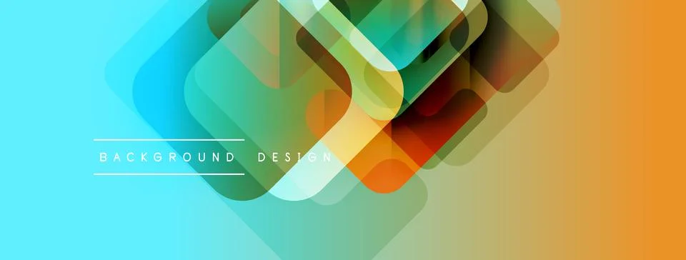 Abstract geometric shapes overlap. Gradient colors blend from blue to orange. 스톡 일러스트