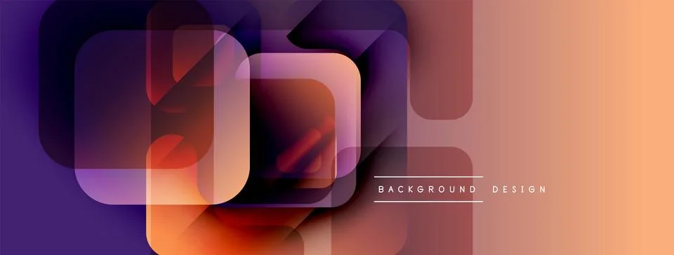 Abstract geometric shapes overlap. Gradient colors blend from purple to orange. 스톡 일러스트