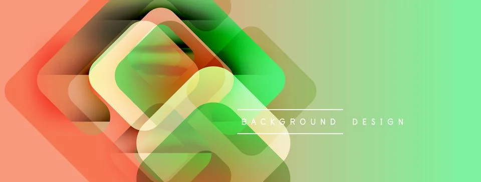 Abstract geometric shapes overlap. Gradient colors blend from orange to green. 스톡 일러스트