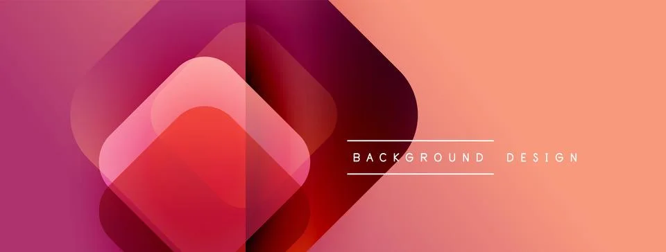 Abstract geometric shapes overlap. Gradient colors blend from red to orange. Illustrazione stock