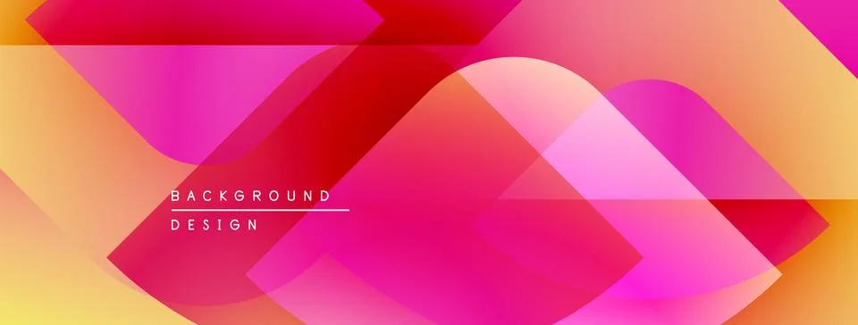 Abstract geometric shapes overlap. Gradient colorsyellow, orange, pink, Stock Illustration
