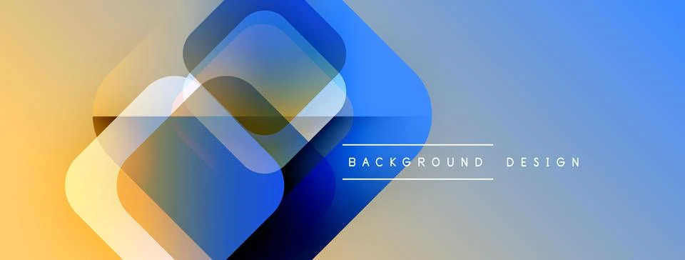 Abstract geometric shapes overlap. Gradient colors blend from yellow to blue. Illustrazione stock