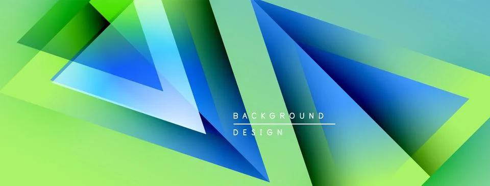 Abstract geometric shapes overlap. Gradient colors blend from green to blue. 库存插图