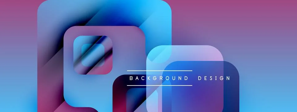 Abstract geometric shapes overlap. Gradient colors blend, creating modern Illustrazione stock