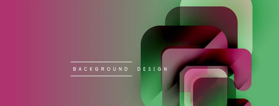Abstract geometric shapes overlap. Gradient colors transition from pink to green イラスト素材