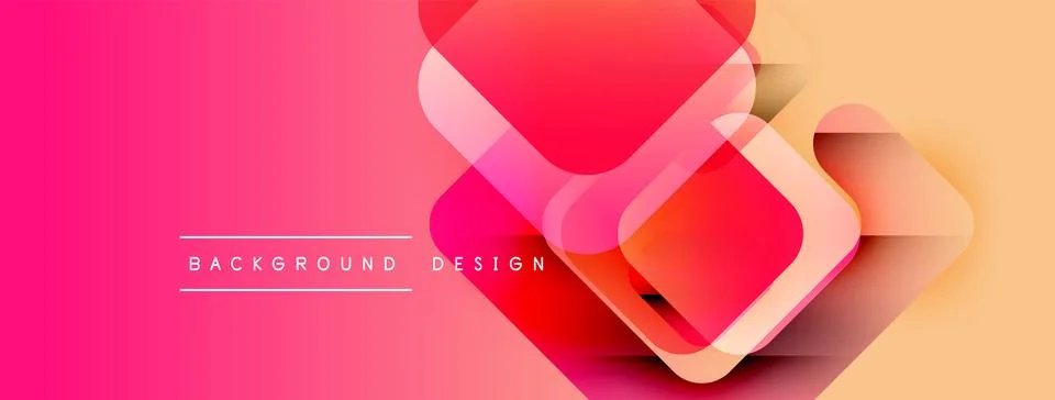 Abstract geometric shapes overlap. Gradient colors transition from pink to Stock Illustration