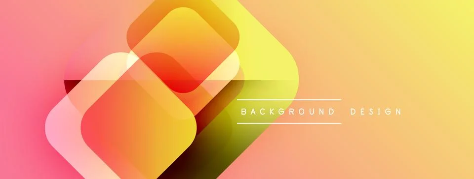 Abstract geometric shapes overlap. Gradient colors blend from pink to yellow. Stock Illustration