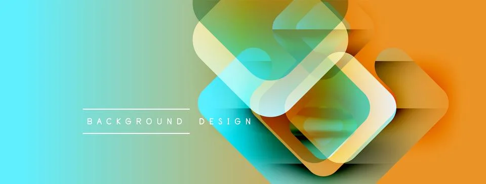 Abstract geometric shapes overlap. Gradient colors blend from blue to orange. 스톡 일러스트