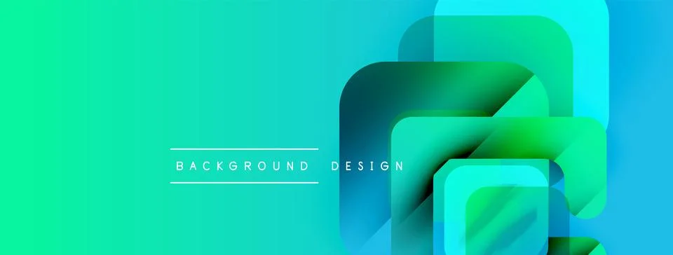 Abstract geometric shapes overlap. Gradient colors transition from turquoise to Stock Illustration