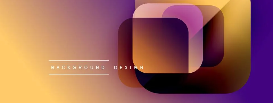 Abstract geometric shapes overlap. Gradient colors transition from yellow to Illustrazione stock