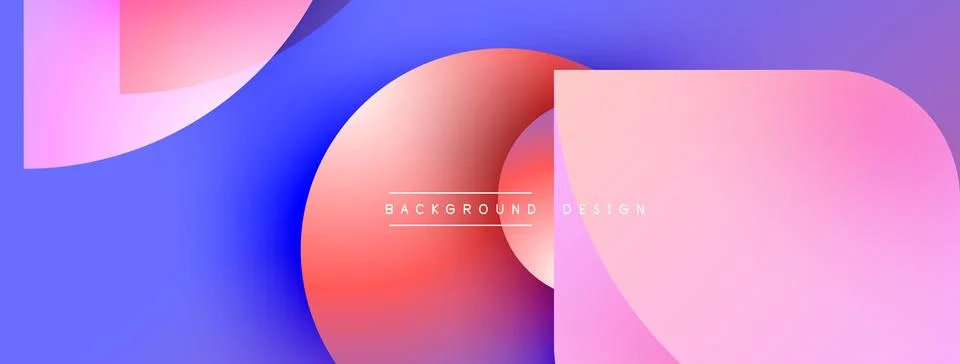 Abstract geometric shapes overlap. Gradient colorspink, blue, redcreate modern Stock Illustration