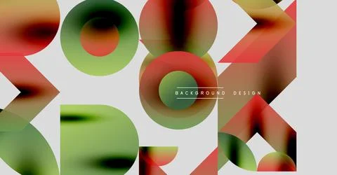 Abstract geometric shapes overlap. Gradient colors create dynamic visual effect. Ilustração Stock
