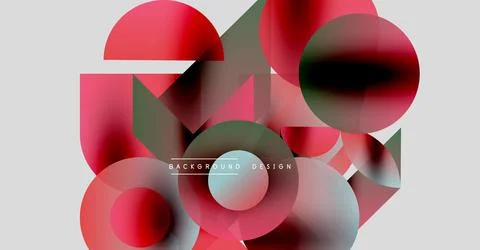 Abstract geometric shapes overlap. Red, teal, gray gradients create modern 库存插图