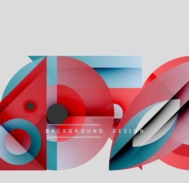 Abstract geometric shapes overlap. Red, blue, gray colors create dynamic 库存插图