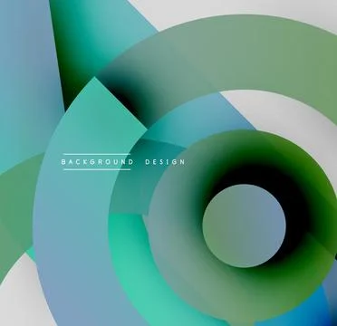 Abstract geometric shapes overlap. Teal, green, black gradients create dynamic Stock Illustration