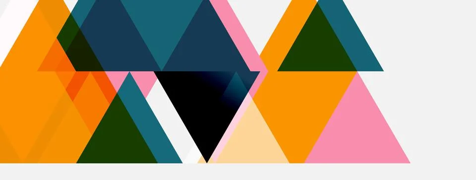 Abstract geometric shapes overlap. Triangles dominate composition, using or.. 스톡 일러스트