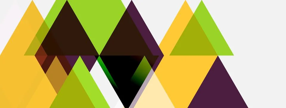 Abstract geometric shapes overlap. Triangles dominate composition, using ye.. Stockillustratie