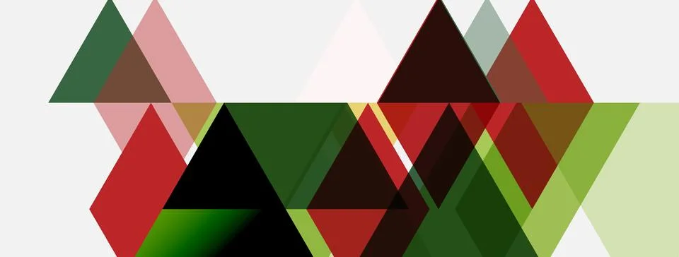 Abstract geometric shapes overlap. Triangles dominate composition, using red, Stockillustratie