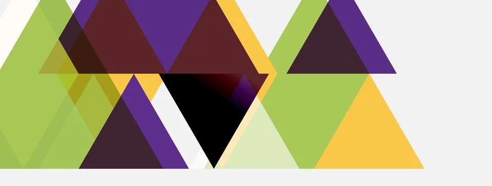 Abstract geometric shapes overlap. Triangles dominate composition, using gree Illustrazione stock