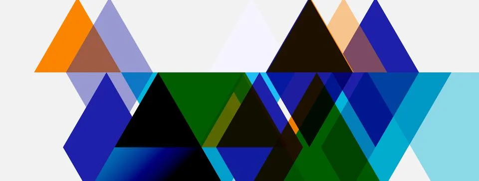 Abstract geometric shapes overlap. Triangles dominate composition, using vi.. Stock Illustration