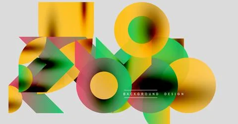 Abstract geometric shapes overlap. Vibrant colors blend, creating dynamic visual 库存插图
