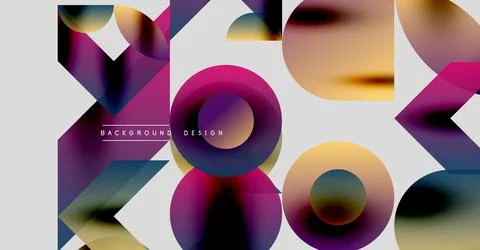 Abstract geometric shapes overlap. Vibrant colors blend, creating modern design. Illustrazione stock