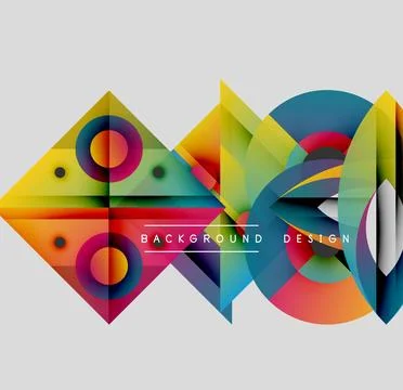 Abstract geometric shapes overlap. Vibrant colors create dynamic composition. 库存插图