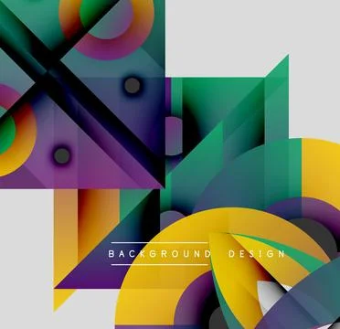 Abstract geometric shapes overlap. Vibrant colors create dynamic composition. 스톡 일러스트