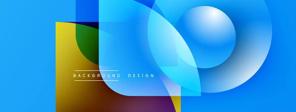 Abstract geometric shapes overlap vibrant blue background. Modern design Illustrazione stock