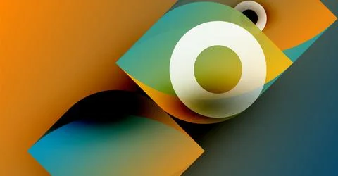 Abstract geometric shapes overlap. Warm orange contrasts cool teal. Circular Stockillustratie