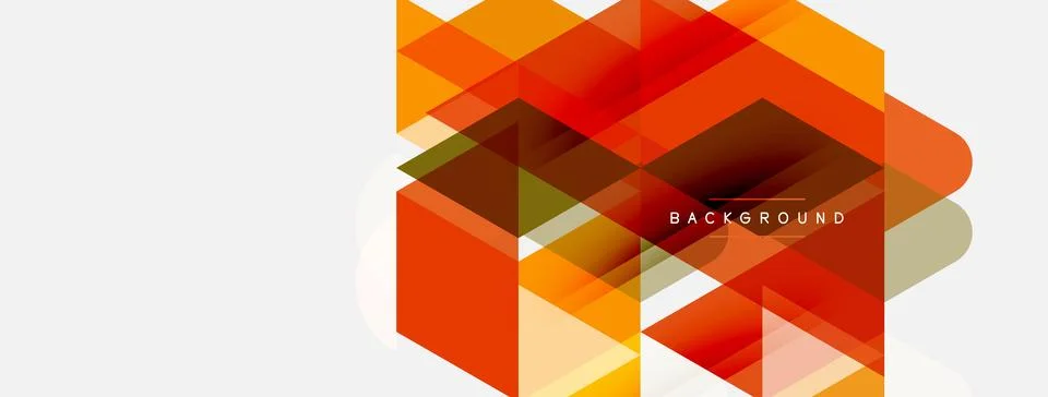 Abstract geometric shapes overlap. Warm colors dominate design, creating mode Stock Illustration