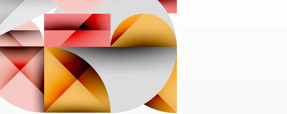 Abstract geometric shapes, overlapping circles, rectangles. Warm tones, orange, Stockillustratie