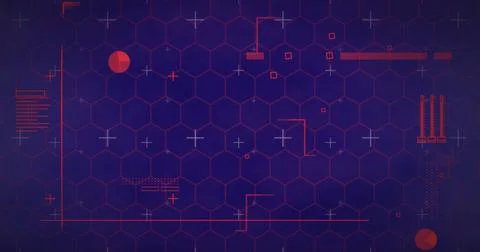 Abstract geometric shapes overlay a hexagonal pattern Stock Illustration
