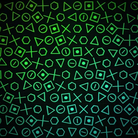 Abstract Geometric Shapes Pattern Animation with Glowing Blue and Green Gra.. Stock Footage 347263437