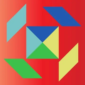 Abstract Geometric Shapes Pattern with Colorful Tangram Style Design Stock Illustration
